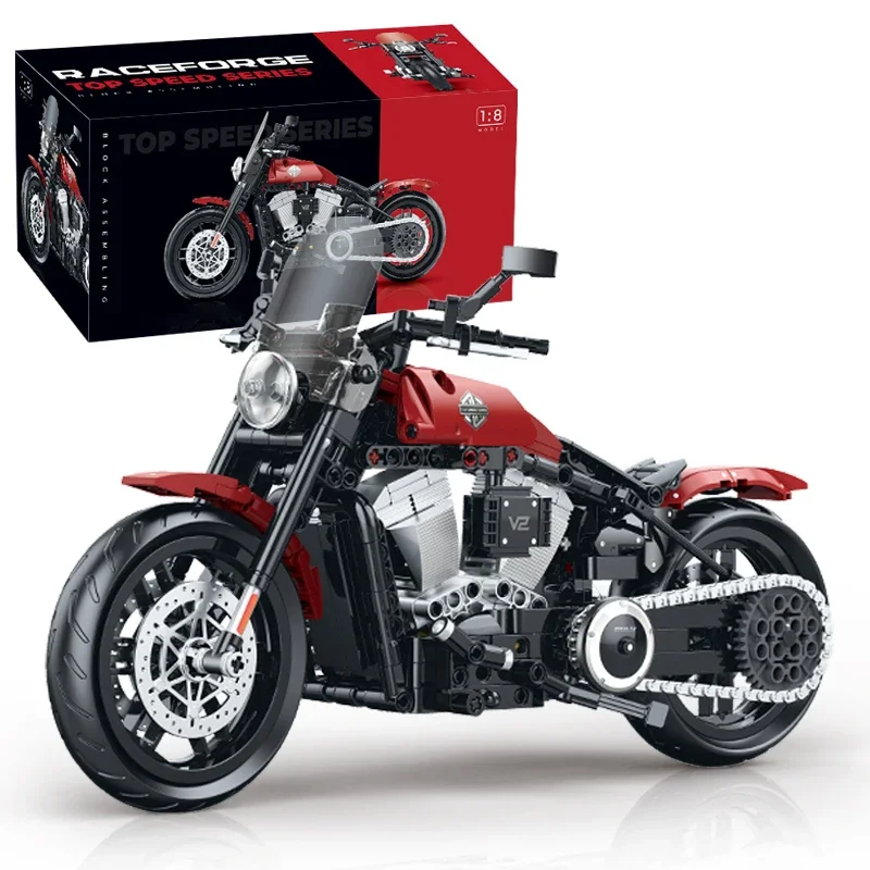 

New DIY Building Blocks Motorbike Technical Sets MOC Bricks 1:8 Motorcycle Model Birthday Gifts for Boys Kids Children Adult