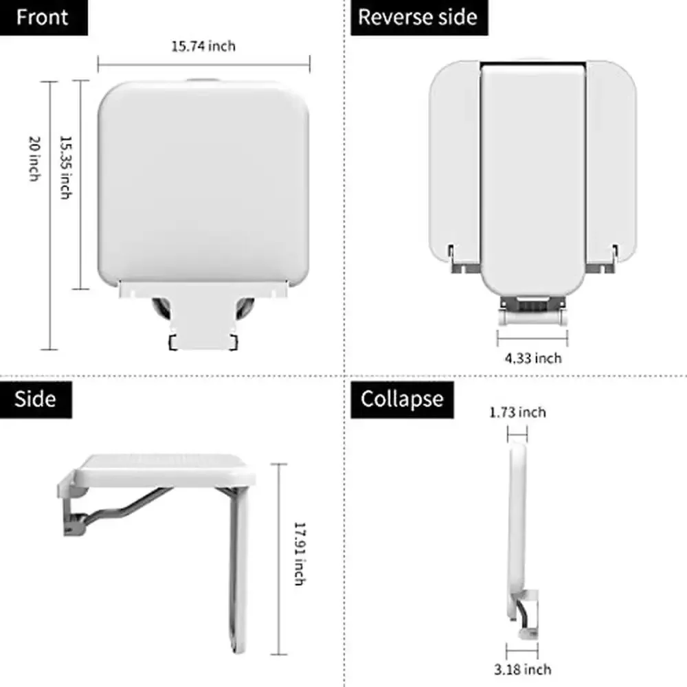 접이식 샤워 의자 벽걸이 시트, ABS 욕실 벤치, 440lb 용량