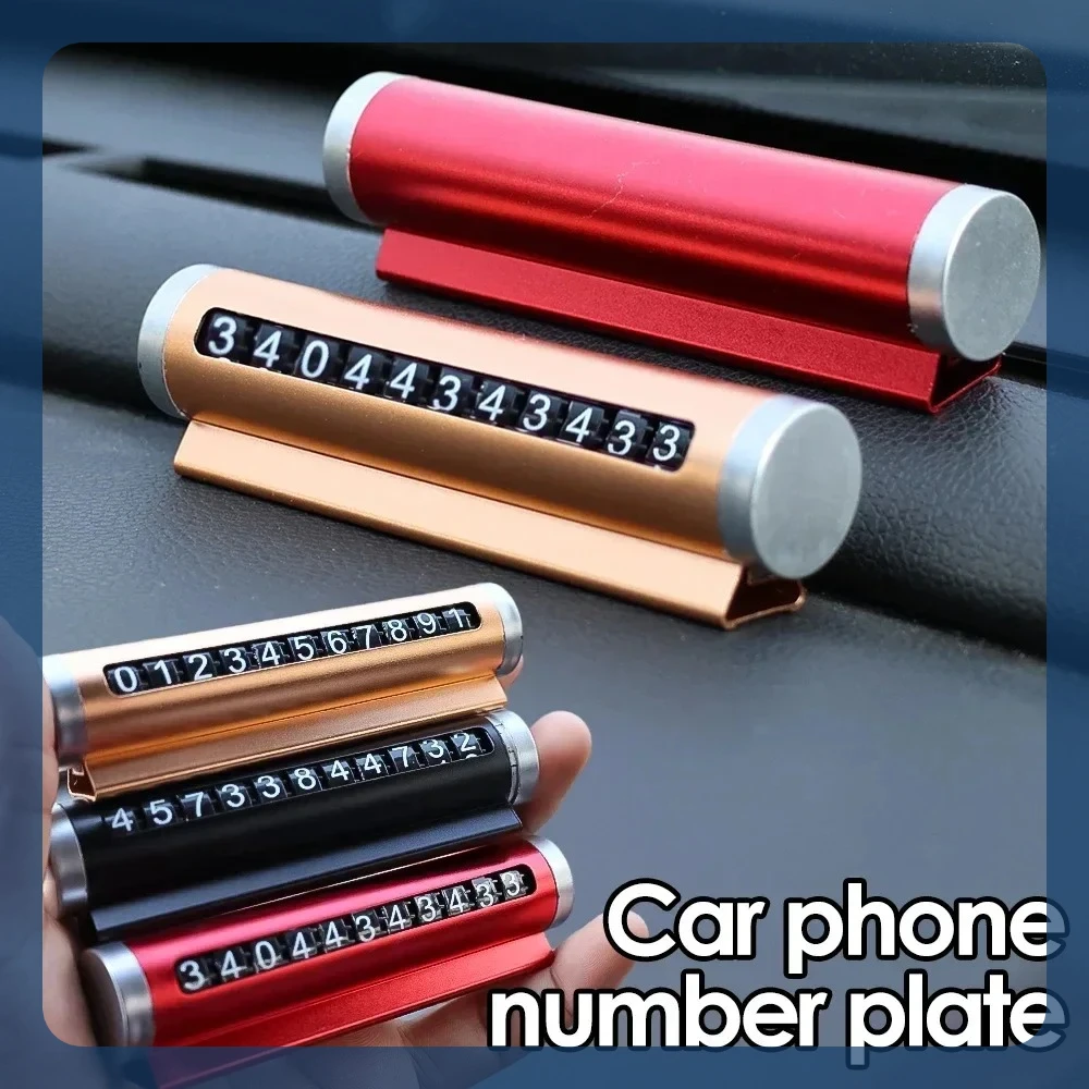 Metal Car Temporary Parking Card Universal Rotate Phone Number Plate Aluminum Stickers Park Stop in Car-styling Auto Accessories