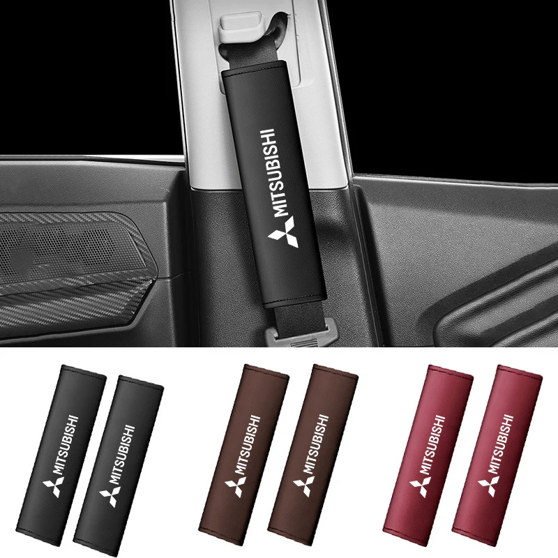 

2PCS Excellent Car Seat belt Cover Pure Cotton Case For Mitsubishi Asx Lancer Outlander Pajero Ralliart Car-Styling Accessories