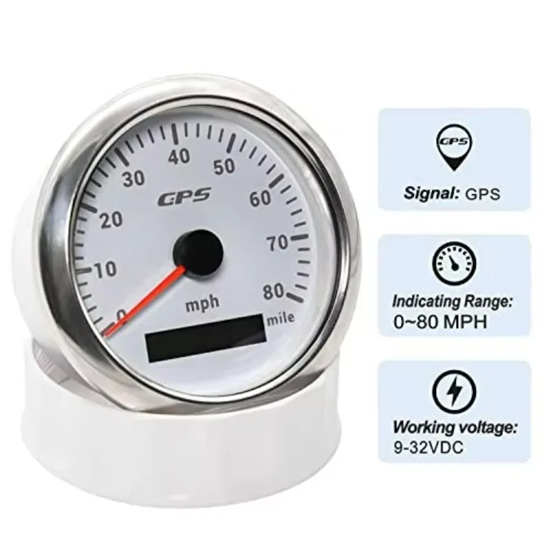 85mm Adjustable Digital Display Universal 30 MPH Car Boa GPS Speedometer