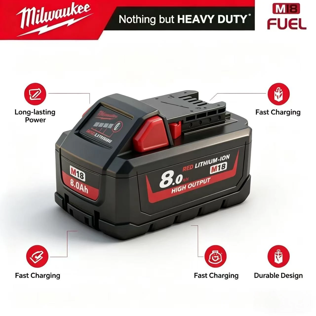 

For Milwaukee M18 18V 8.0Ah 12.0Ah Battery 48-11-1860 48-11-1815 48-11-1813 M18 FB12 Replacement Battery For M18 System Tools