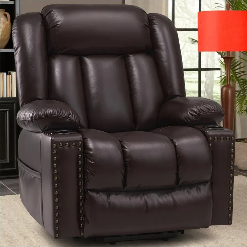 Large Power Lift Sofas Recliners, Overstuffed Adjustable Lift Chairs 3 Positions Breathable, Cup Holder, Side Pocket, Sofas