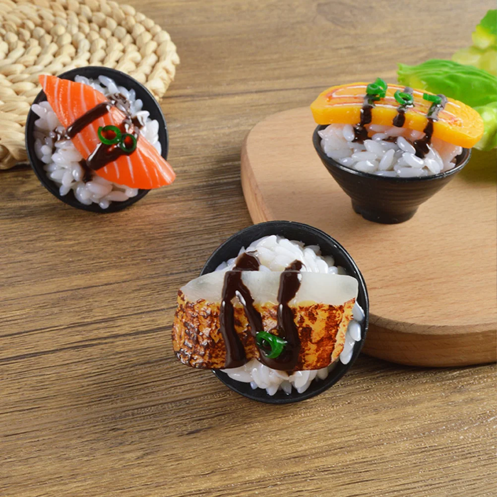 

3 Pcs Simulation Sushi Pretend Food Play Toy Rice Game Restaurant for Kids Kitchen Pvc Plaything Accessories