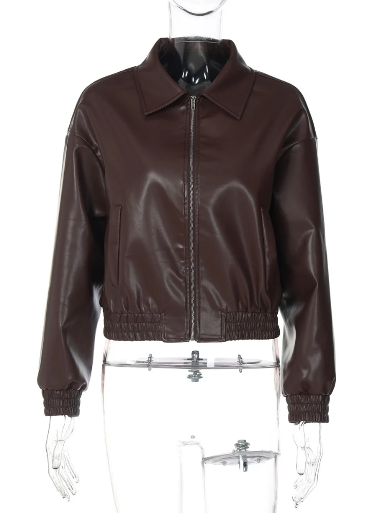 Tossy Cappotto corto da donna in ecopelle con colletto couverture vintage solido per le donne Giacca da donna in similpelle da pendolare streetwear