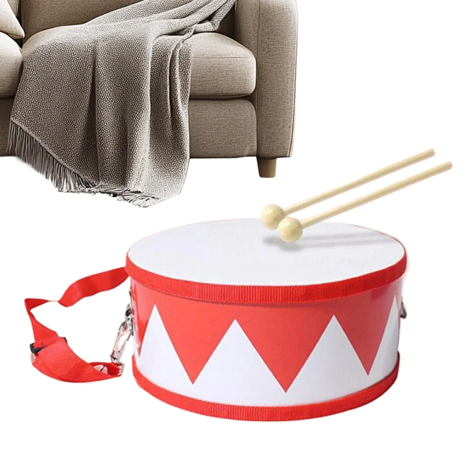 Toy Drum Educational Musical Instrument 5.9in Adjustable Strap Toy Instruments Set For 2-5 Years Old Boy Girl Early Education