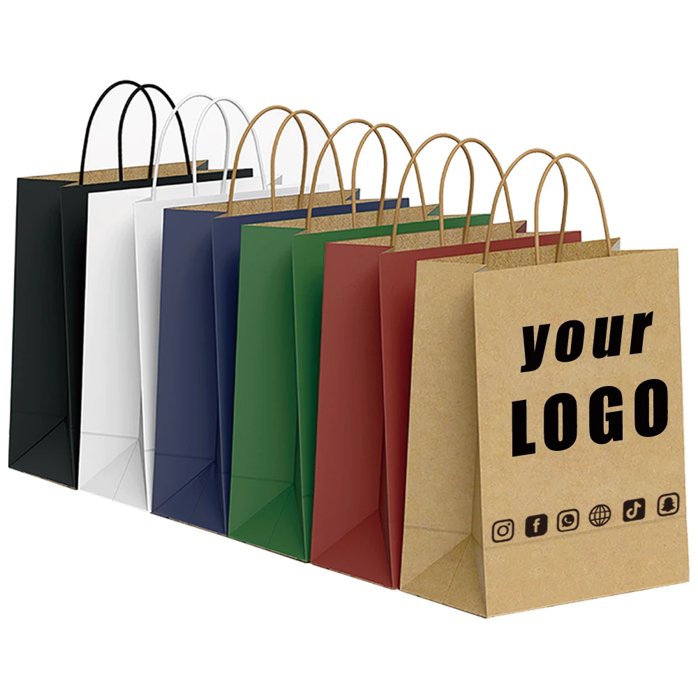 

10pcs Party Favor Bags Small Business Jewelry Personization Packages Wedding Favors Valentines Day Kraft Paper Bag