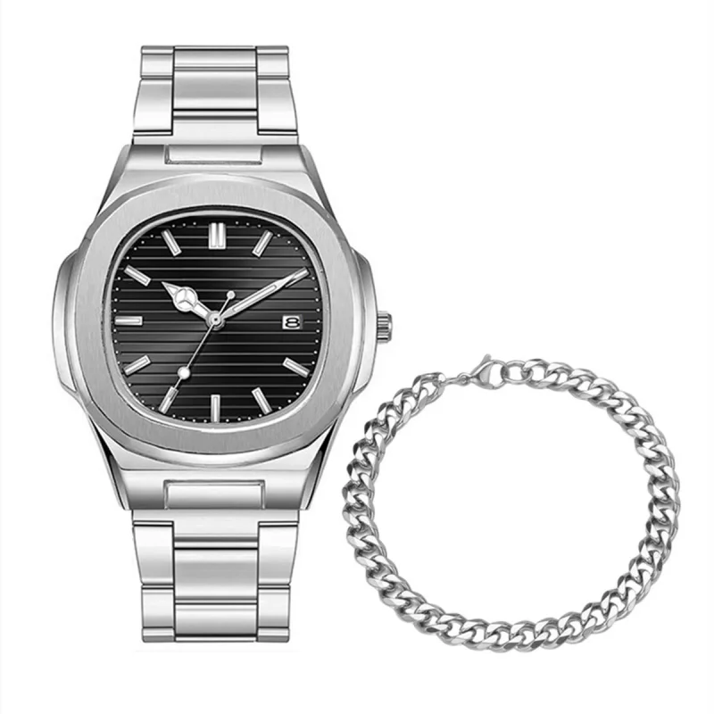 Трансграничные модные классические квадратные часы с календарем, оптовая продажа, трендовые спортивные часы со стальным ремешком, деловые трансграничные часы