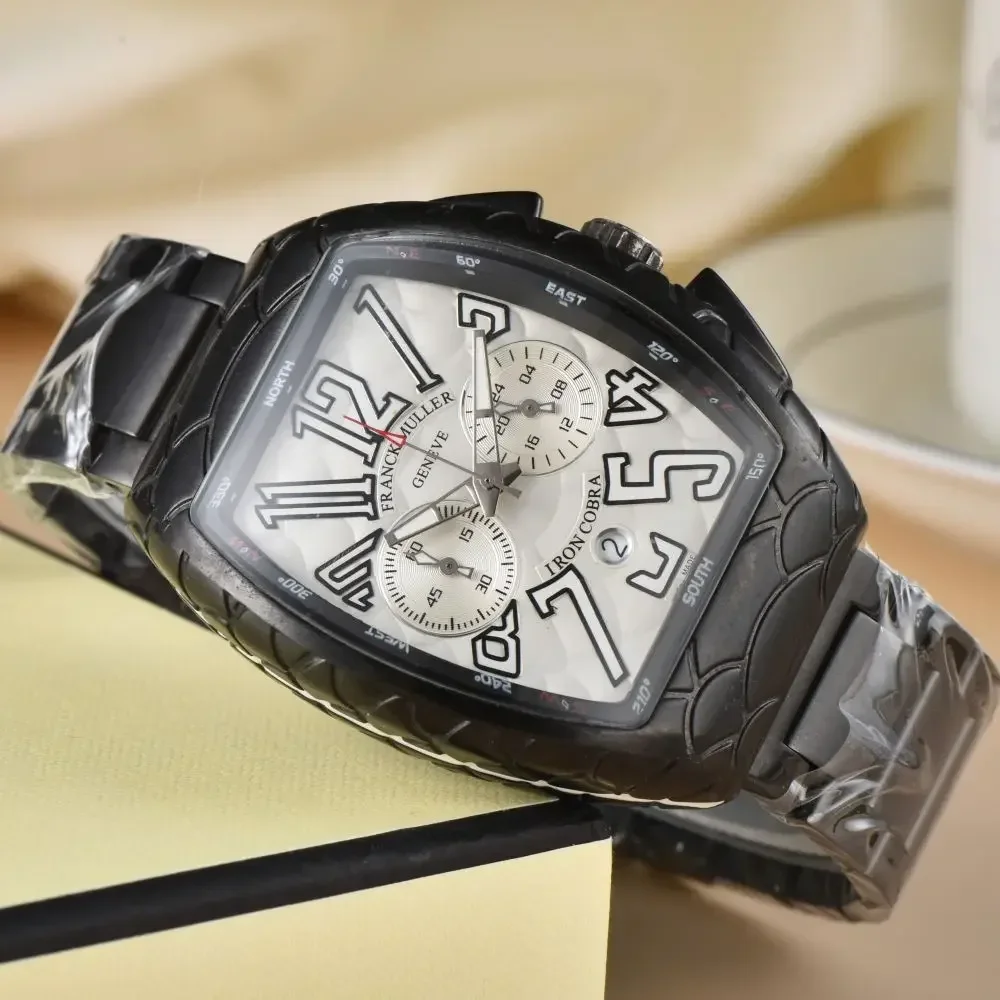 Verkoop FRANCK MULLER merk Genève horloges voor heren hoge kwaliteit chronograaf volledig stalen polshorloge zakelijke sport AAA mannelijke klokken