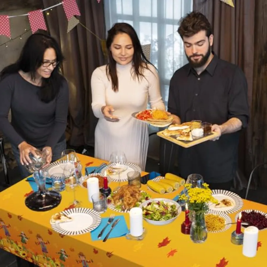 3 шт. осенняя скатерть, осенняя скатерть, одноразовая пластиковая скатерть на День Благодарения, пугало, тыква, кленовый лист, осенняя скатерть