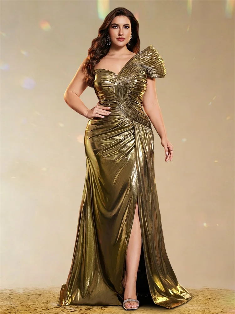 Plus Size Luxury Slanted shoulder Maxi Evening Dresses Waist-cinching Mermaid Wedding Party Elegant Cocktail Gowns