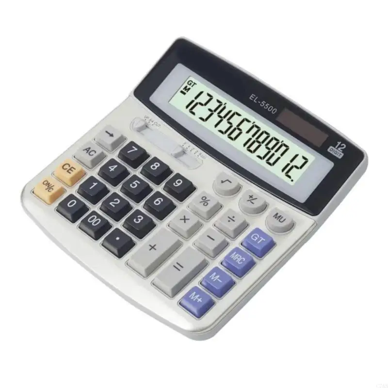 C7AB Multifunction Calculator with Solar Battery Power 12 Digit LCD Screen Display