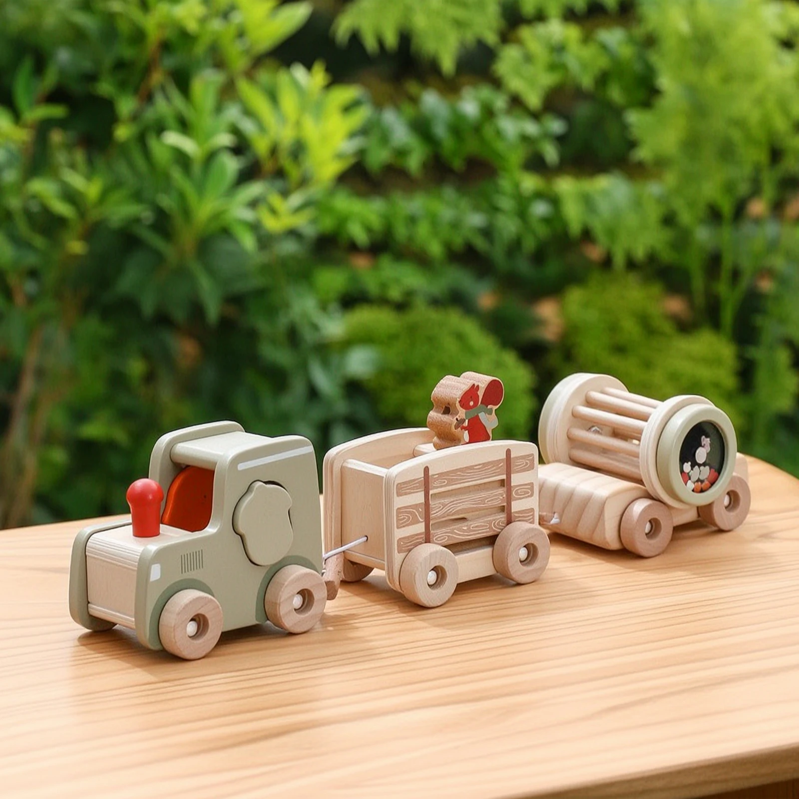 Toy Train Burr-Smooth Shape Sorter Pull Toy Imaginative Learning Locomotive Child-Centered for Toddlers, Playroom, Nursery