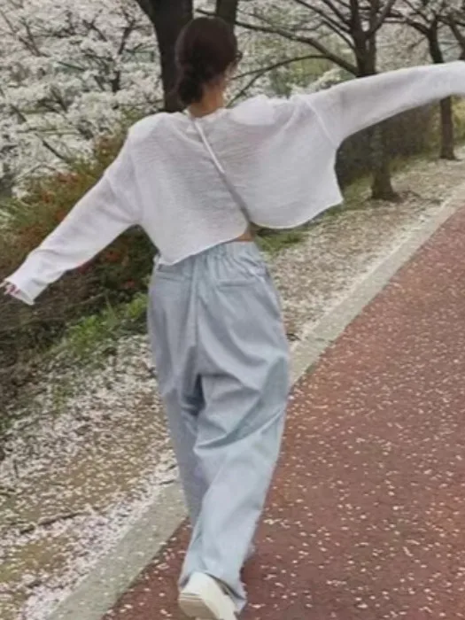 

Ladies' ort Knitted Cover up Top Loose Long Sve Sweet Sle Color Faionable Casual Wear for Summer Season