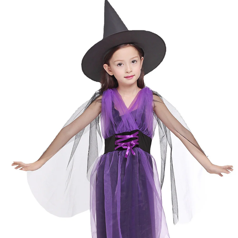 1 Zestaw Dziecięcy Strój Wiedźmy Kostium Cosplay dla Dzieci Sukienki na Halloween Bezpieczne Materiały Doskonała Tekstura Wspaniałe Wspomnienia