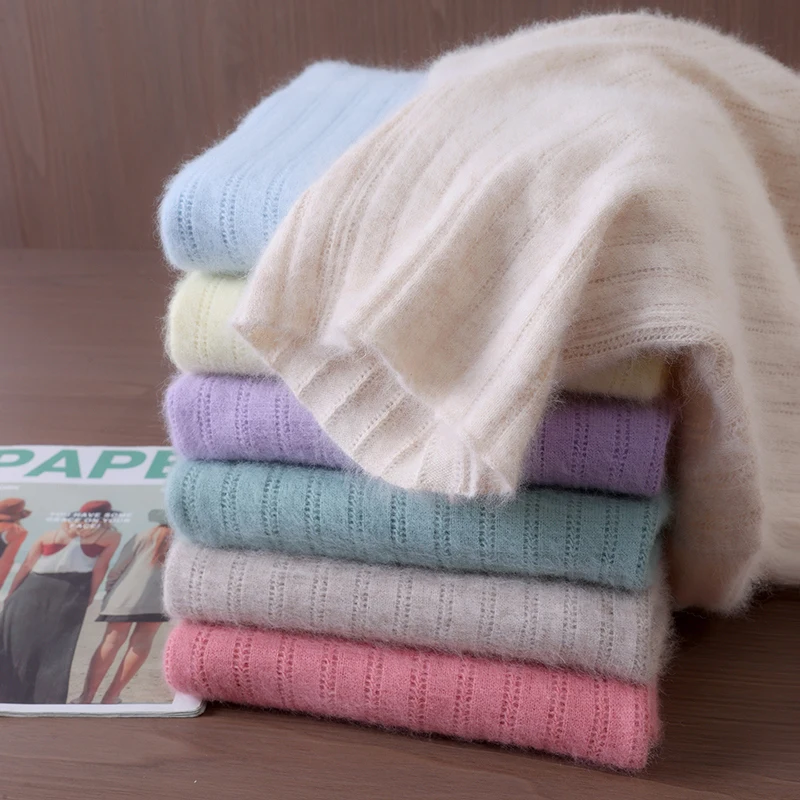 

Fall/Winter Mink Cashmere Sweater Women's Pullover Wool High Lapel Versatile Slim Pit Knit Bottoming Shirt