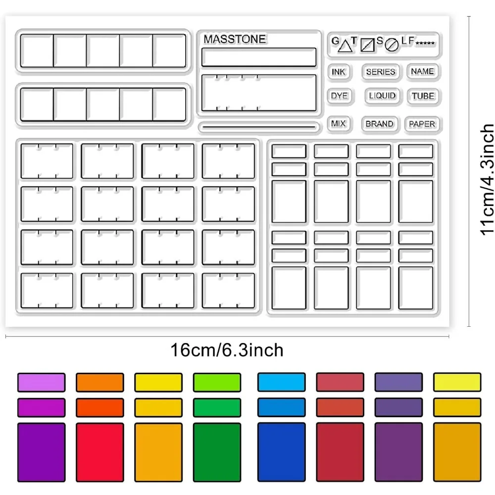 Color Palette Silicone Clear Stamps Small 6.3 x 4.3 for Color Chart Artist Card Making DIY Scrapbooking Transparent Rubber