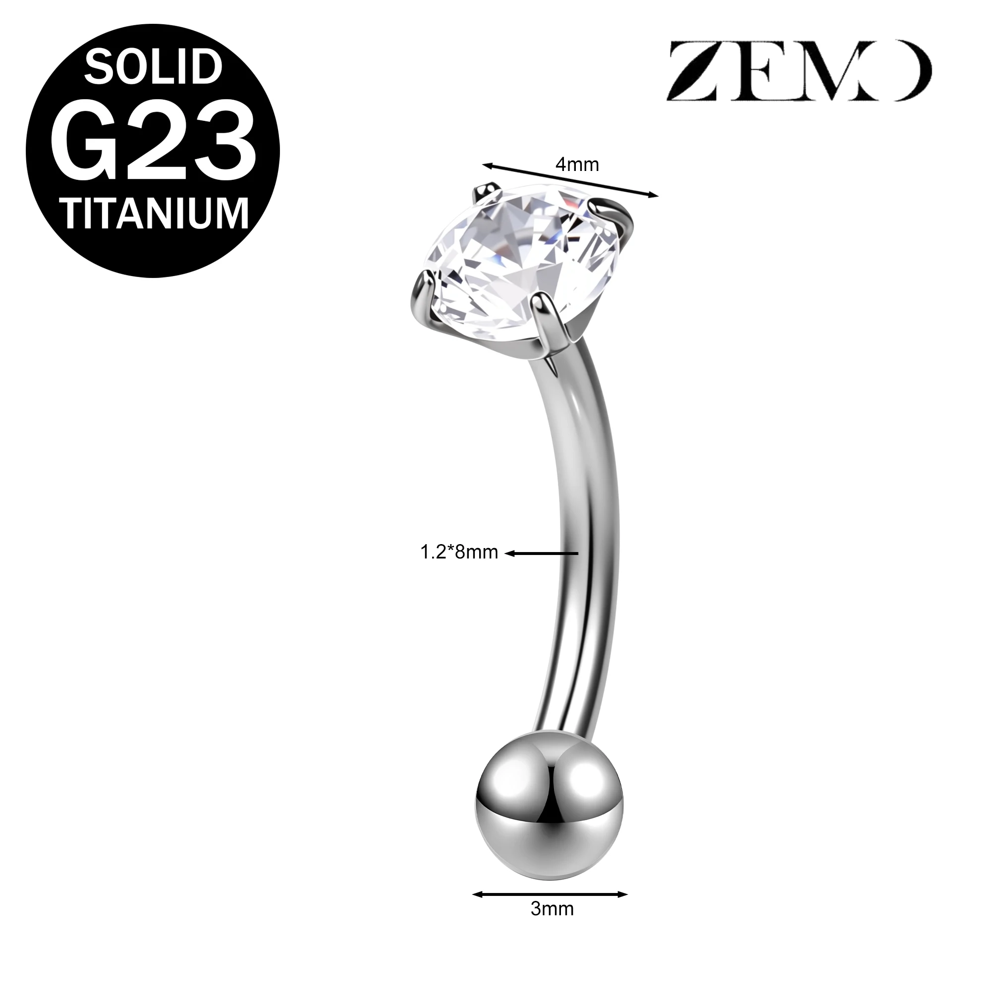 16G Titanium Eyebrow Ring with Star Zircon Earring