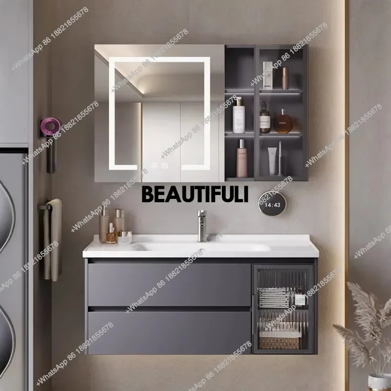 B567 Mirror Lighting Bathroom Cabinet Storage Hotel Luxury Toilet Bathroom Cabinet Vanity Washroom Armoire Salle De Bain Furnitu