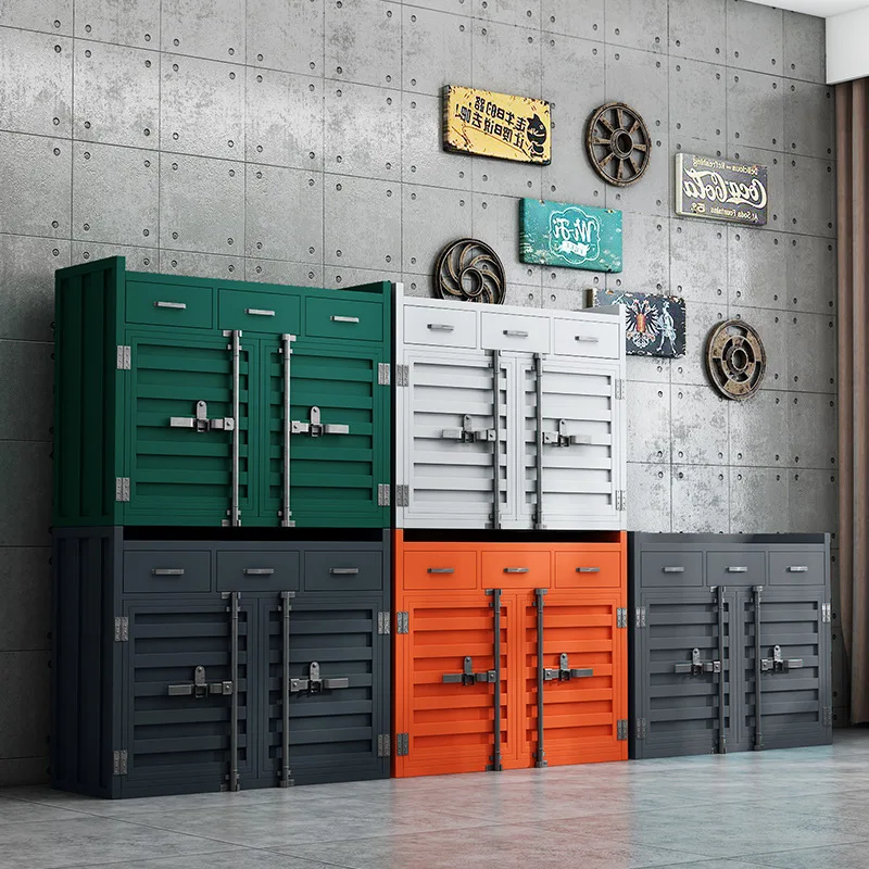 

Industrial style container, wrought iron dining side cabinet, hotel box,dining preparation storage cabinet,tea lockerretro wine