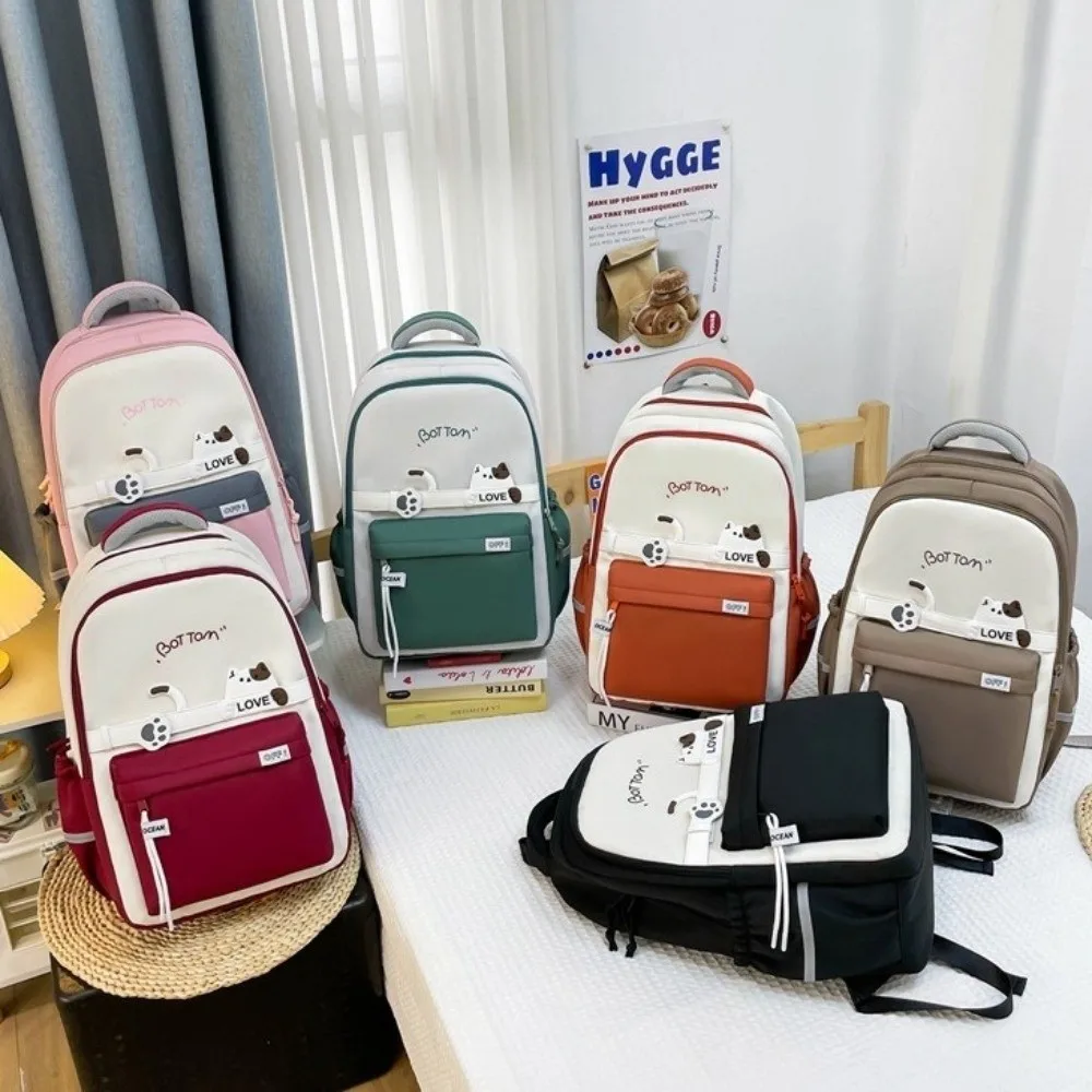 Waterproof Students School Backpack Large Capacity Multi Pocket Cute Cat School Bag Casual Stationery Storage
