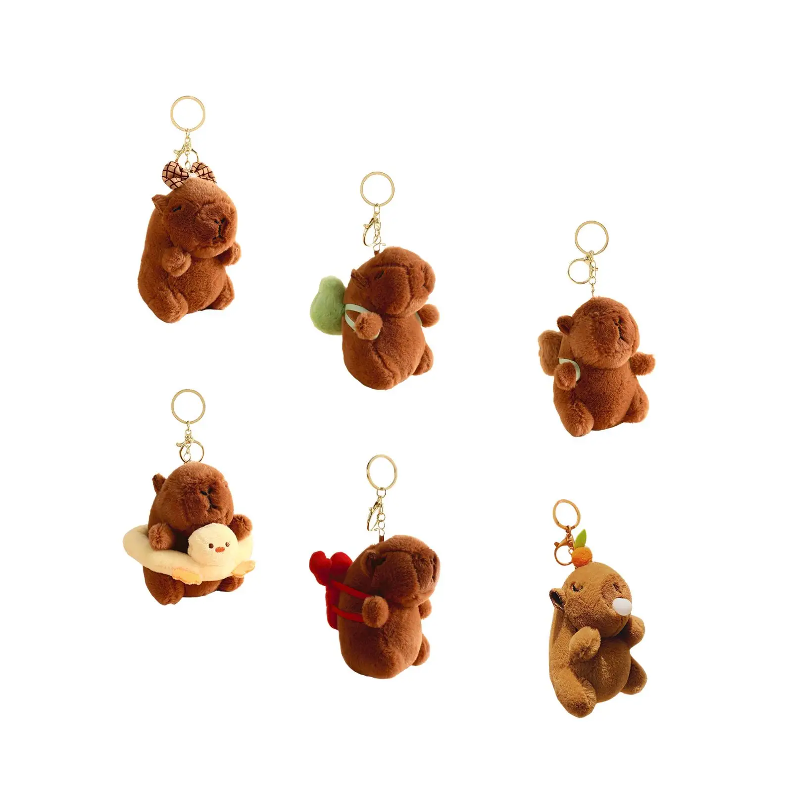 Capybara Plush Keychain Funny Ornament Soft Portable Handbag Pendant Keyring for Kids Adults Children Boys Girls Creative Gifts