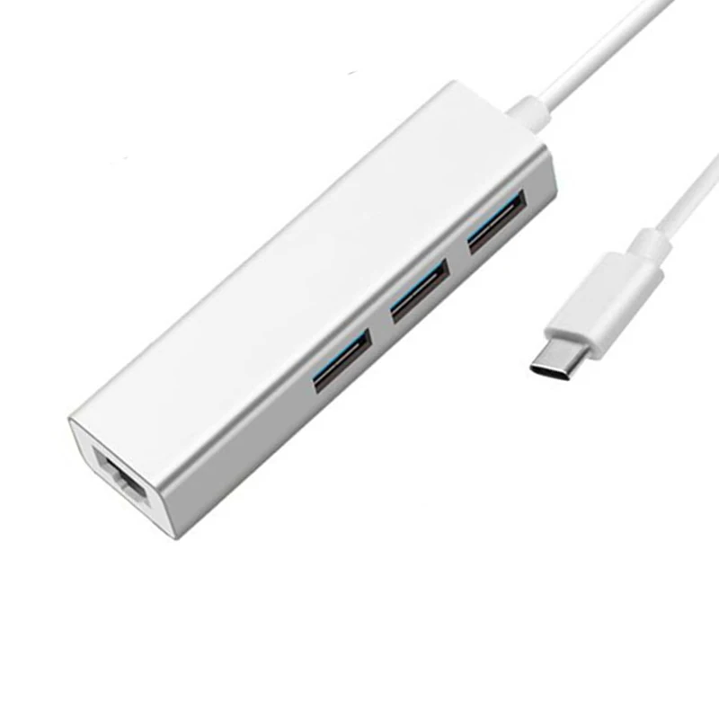 USB 3.0 1000Mbps Gigabite Ethernet RJ45 LAN Port Hub Type C 3.1 Extender Splitter Aluminium Shell USB-C Dock for MacBook Air Pro