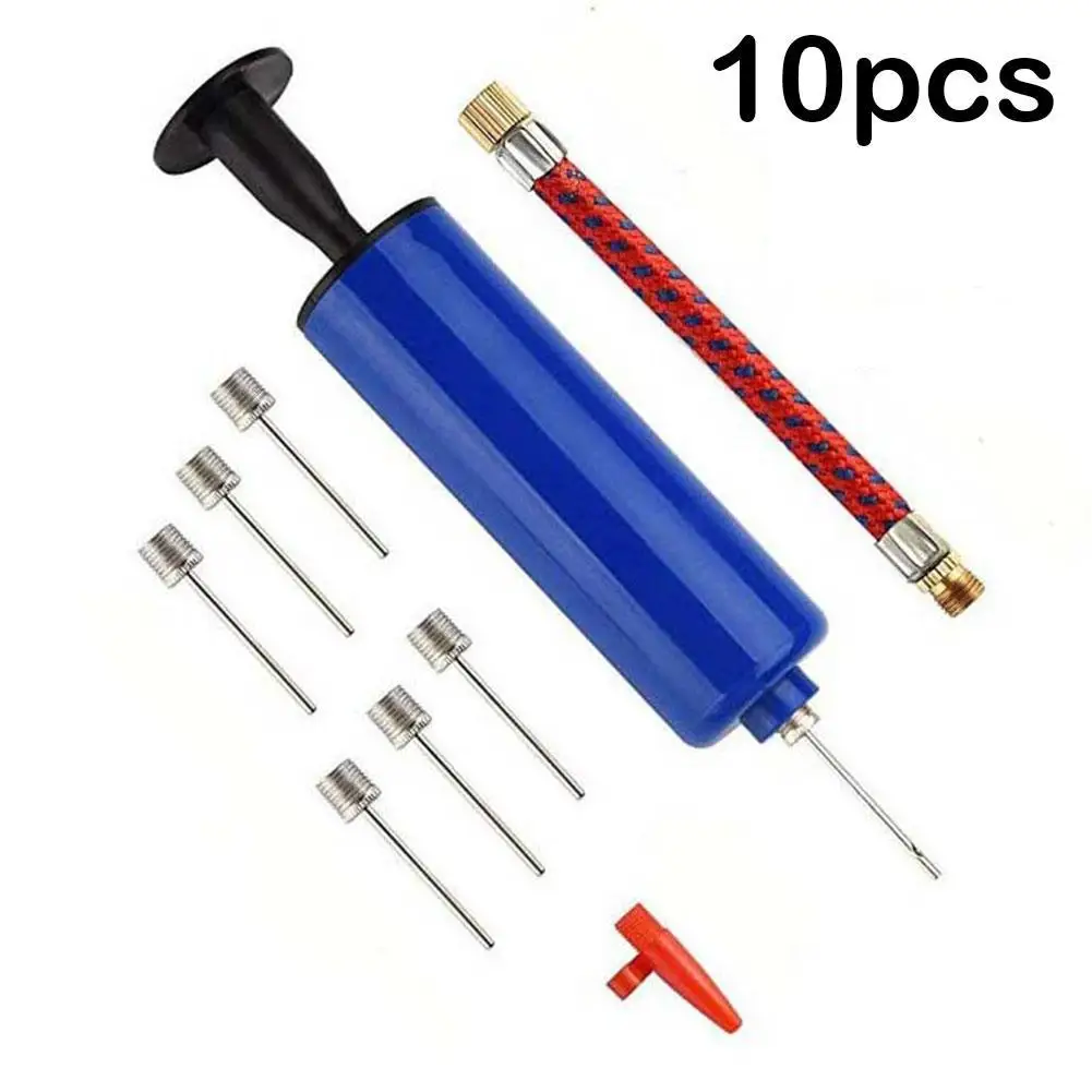 

10pcs Ball Pump Set Hand Pump Inflator Portable Ball Inflating Pump Tools with Air Hose