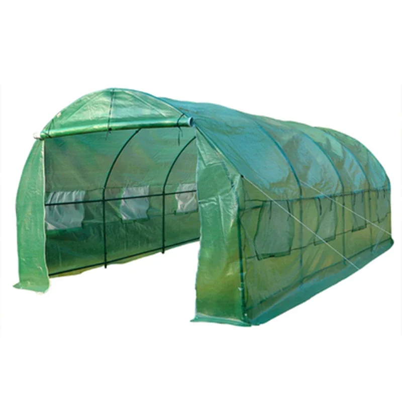 

New Tunnel Greenhouse Flower House Durable 3M 2 Doors Large Bird Pest Control Antifreeze and Rainproof Greenhous with Iron Stand