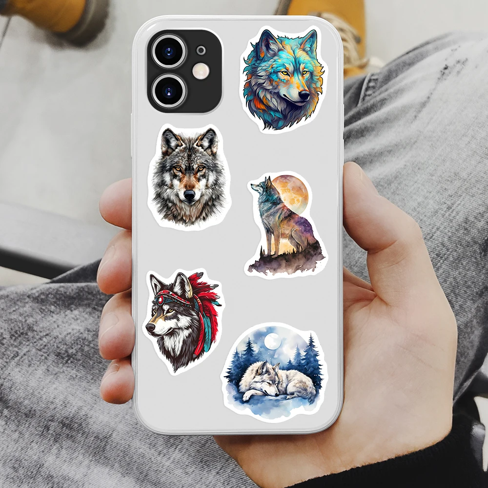 Autocollants d'art de loup esthétique, décalcomanie imperméable pour scrapbooking, journal indésirable, journaux, ordinateur portable, bagages, décoration HI, jouets cadeaux de bricolage