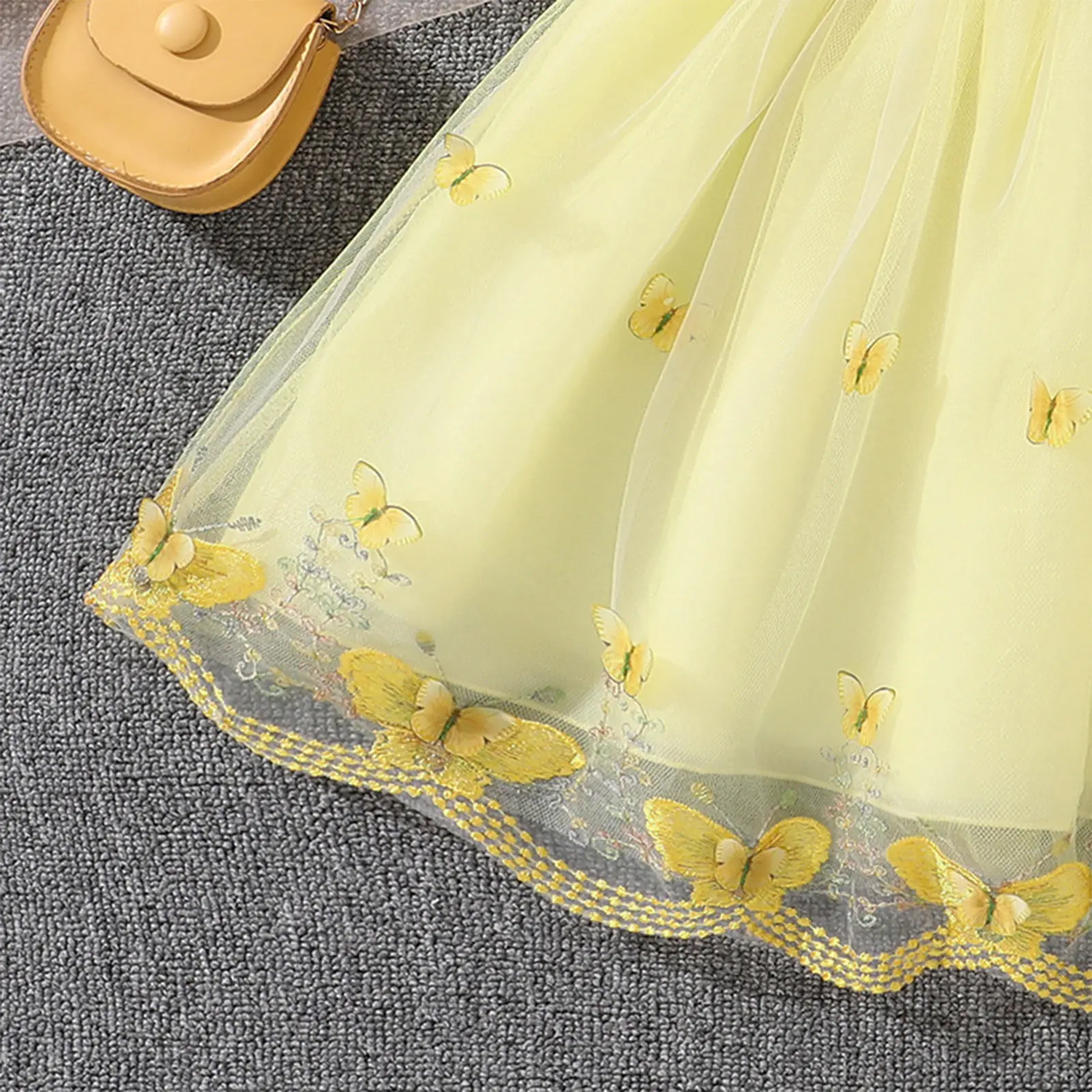 فستان الأميرة الصيفي للفتيات بدون أكمام فساتين مكشكشة شبكية على شكل فراشة زهرية لحفلات الزفاف وأعياد الميلاد وحفلات الولائم