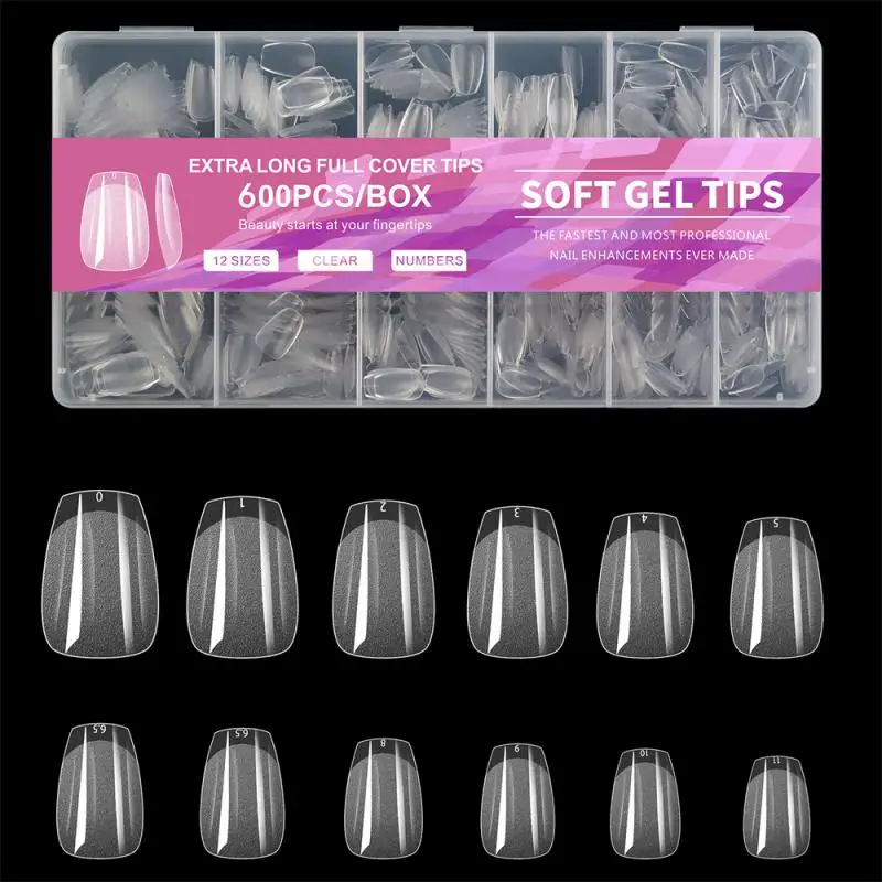 Full Cover Press On Nail Tips Stiletto Almond Square Coffin French False Fake Soak Off Gel Nail Extension Tips Capsule