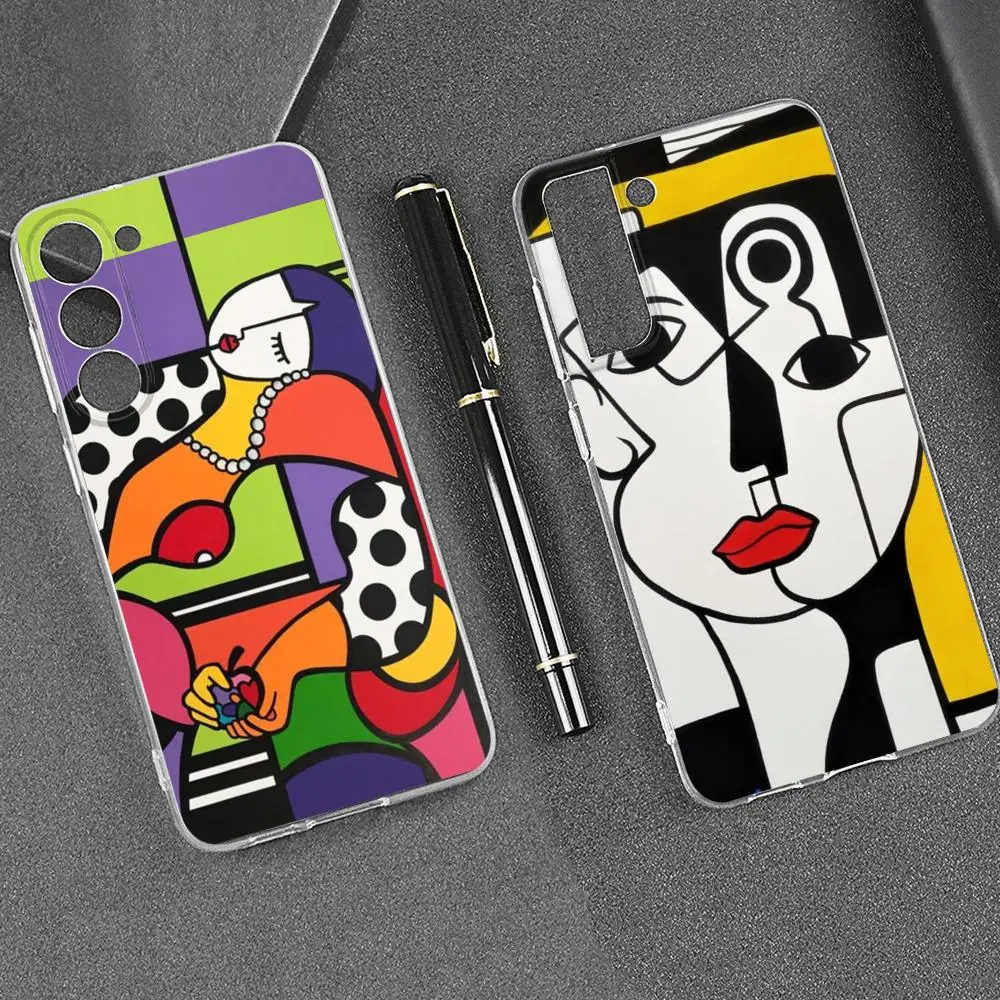 Picasso abstract art painting Phone Case For Samsung Galaxy S24 23 21 S20 FE S10 S9 Plus s24 20Ultra 22Plus Transparent Covers