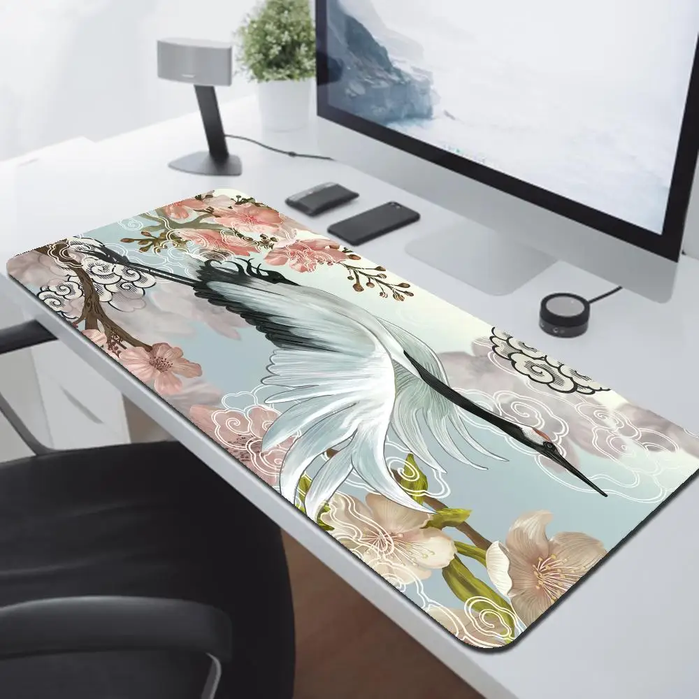 Large Anime Mouse Pad Oriental crane Gaming Accessories Kawaii Office Computer Keyboard Mousepad 400x900 PC Gamer Laptop Desk Ma