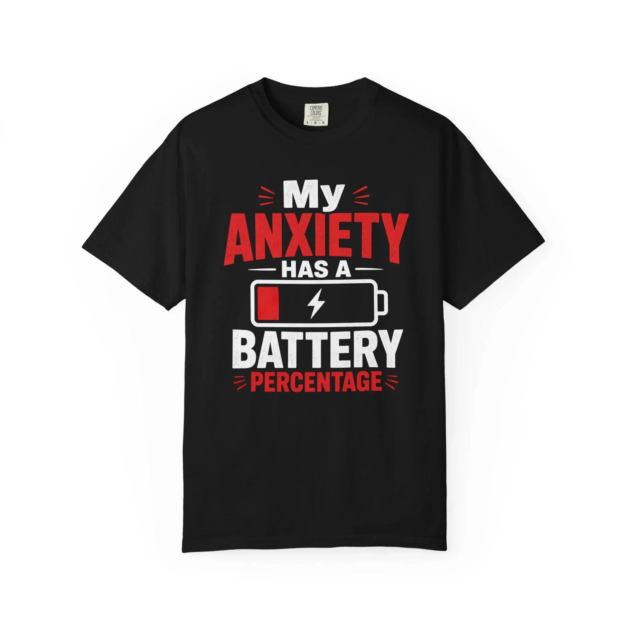 Summer Casual Funny Electric Vehicle T-shirt My Anxiety Has A Percentage of Battery Life T-shirt Suitable for Both Men and Women