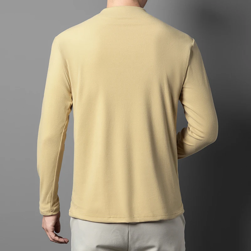 Neu eingetroffen: Herren Basic-Shirts mit Stehkragen, glatter Stoff, elastisch, langärmelig, Thermobasislayer für den täglichen Gebrauch – Detail 10
