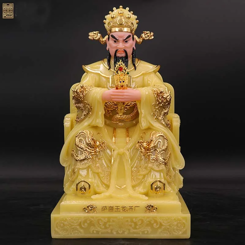 31cm large HOME Temple Shrine TOP efficacious protection Southeast Asia Sea god Dragon King Gold plating jade FENG SHUI statue