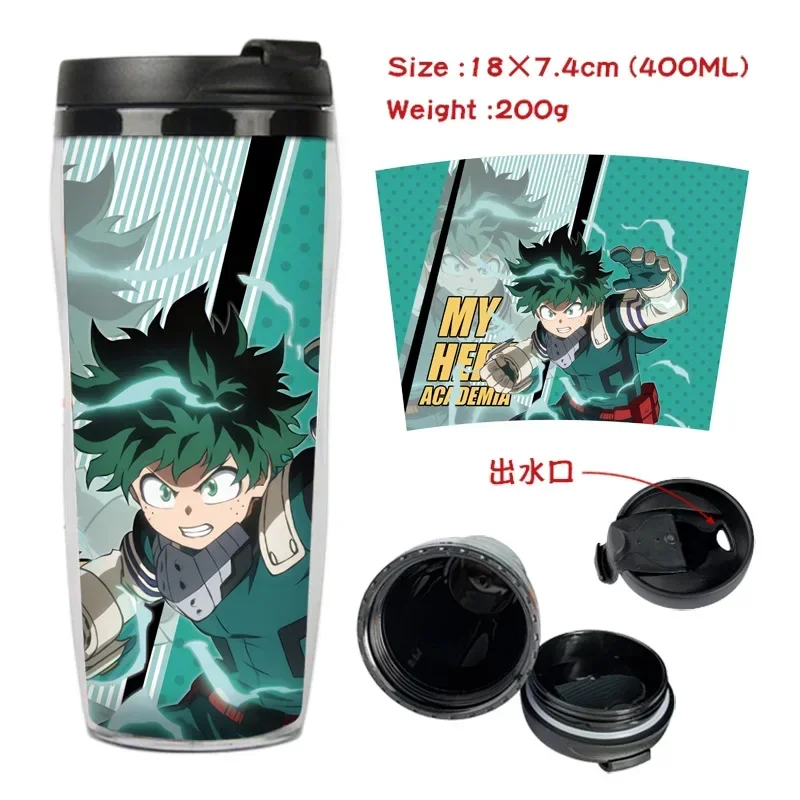 400ML อะนิเมะถ้วยน้ํา My Hero Academia Duke Bakugou นักเรียนการ์ตูนกีฬาเด็กหญิงโรงเรียนน้ําเย็นถ้วยพลาสติกขวด