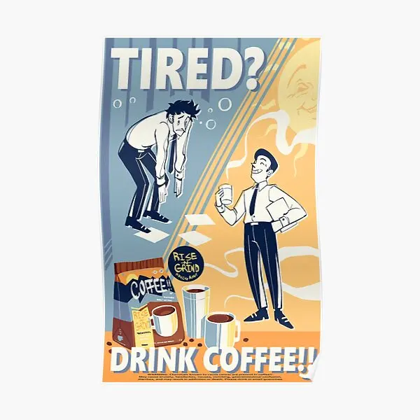 Drink Coffee  Poster Picture Wall Funny Home Mural Painting Room Vintage Decor Print Modern Decoration Art No Frame