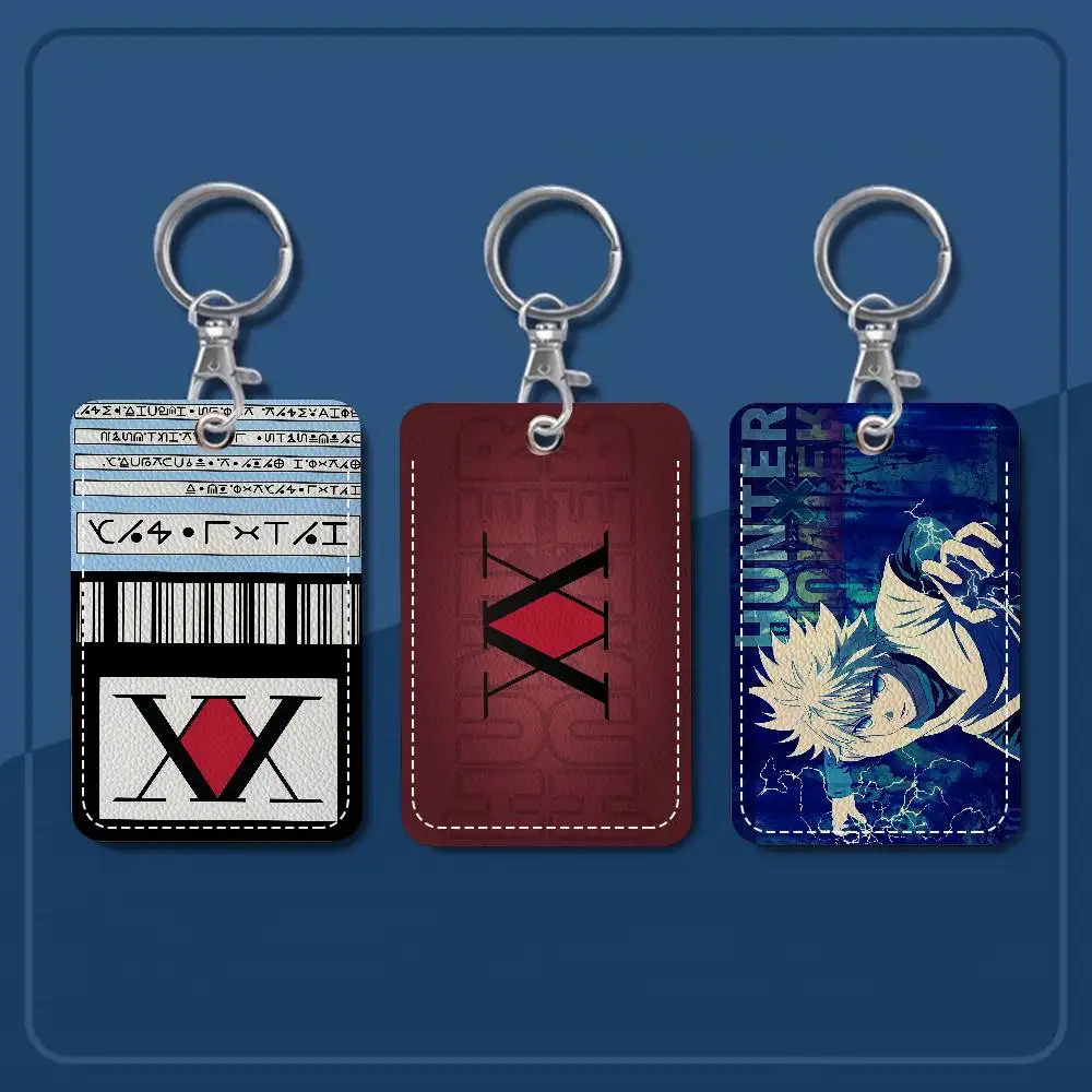 

Anime Hunter X Hunter Rectangle ID Card Case Keychain Access Card Bag Key Tag Ring Leather Card Holder Key Ring Access
