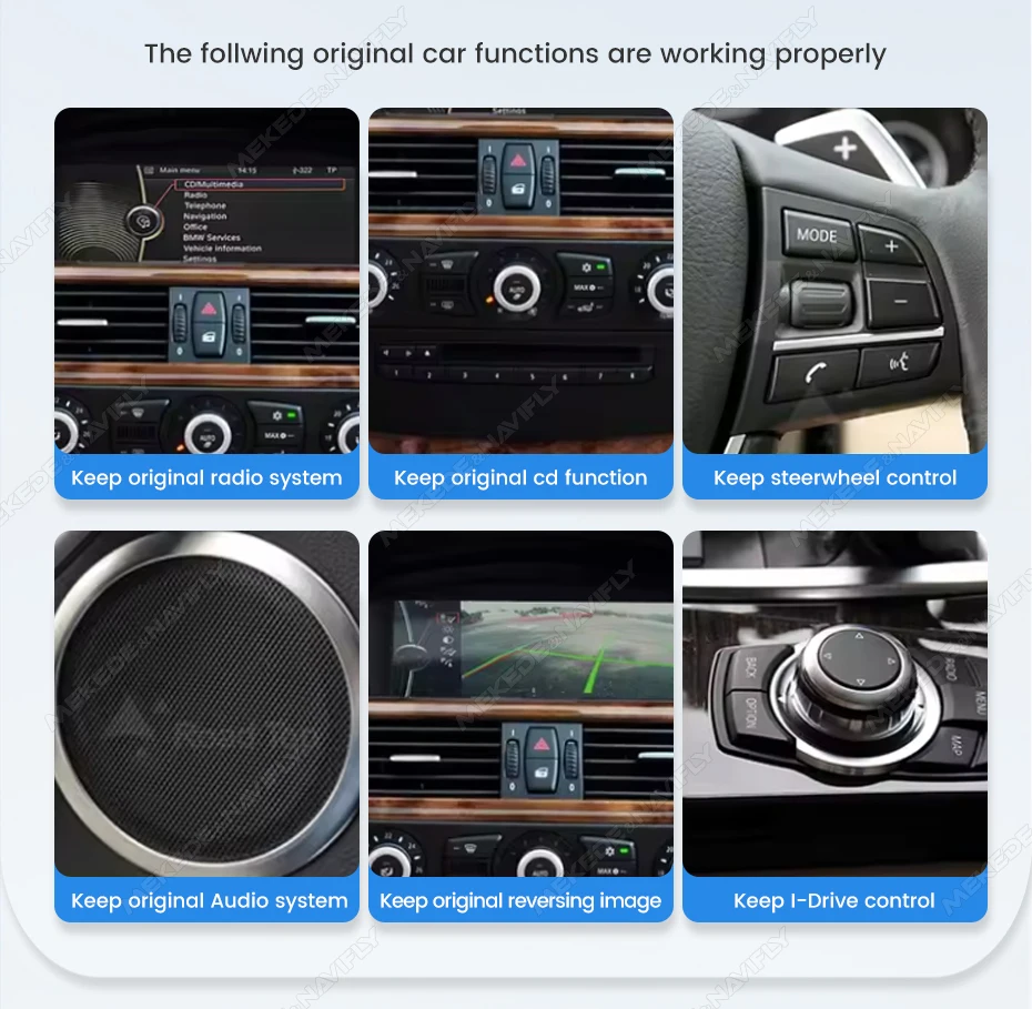 Image 5: Système audio intelligent pour voiture MEKEDE EU Warehouse Linux Screen, compatible avec BMW Série 5 et 3 (E60, E61, E62, E63, E90, E91, E92, E93), avec écran 8,8 pouces, lecteur multimédia, Carplay sans fil, Android Auto, autoradio 2 Din, Bluetooth, stéréo, unité centrale.