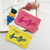 Customizable Letter Purse Leisure Personality Tassel Design Canvas Cotton Women's Clutch Office Gifts Beach Wallet iPhone Bag - Image 2