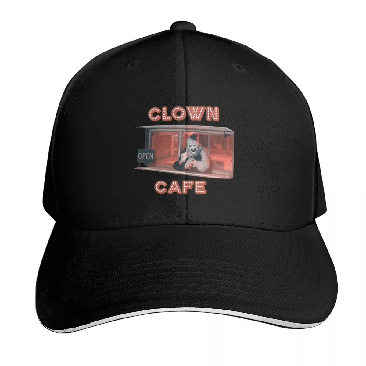 Terrifier Clown Cafe Baseball Cap Six Panel Structured Crown Sun Protection UPF 50+ Breathable Mesh Back