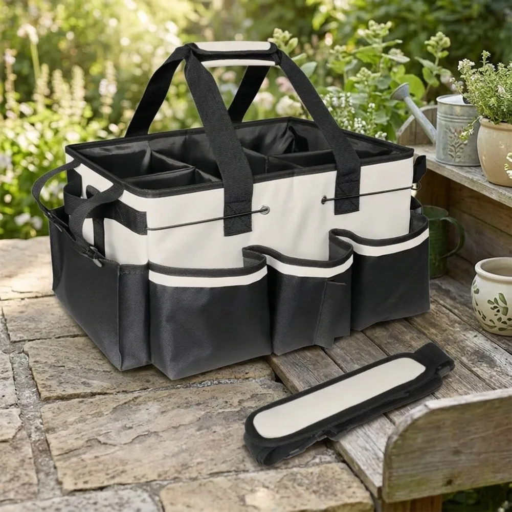 Roomy Garden Tool Organizer Bag Featuring Compartments Divider and Comfort Carry Options 36.5x25.2x22.5cm Cloth Build