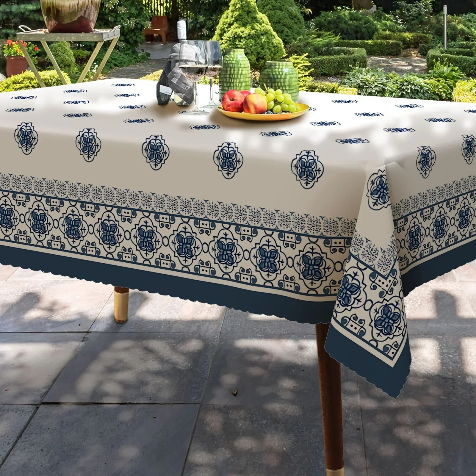 One piece, blue and white floral printed tablecloth, summer round rectangular tablecloth, French country style tablecloth, yzb