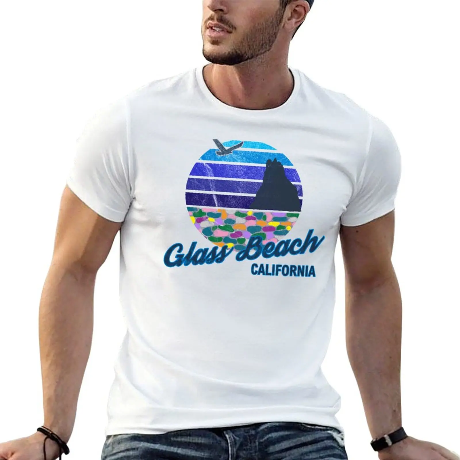 Camiseta Glass Beach Fort Bragg California Beach Retro Surf, camisetas divertidas, camiseta de algodón para hombre, camiseta de diseñador