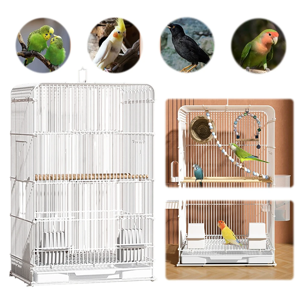 

Wrought Iron Bird Cage Impact Resist Bird Breeding Cage Removable Tray Large Bird Carrier for Indoor Outdoor Home Bird Feeding