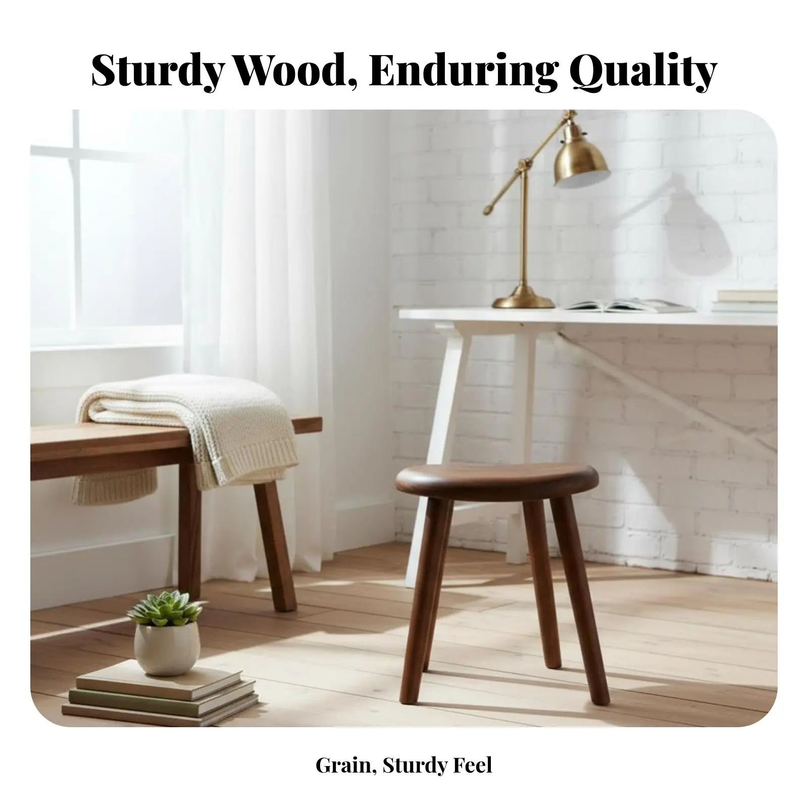 Artisanal Walnut Bench Dense Wood Construction Wooden Stool Versatile Use Long-Foremosting for Families, Dining Room, Entryway