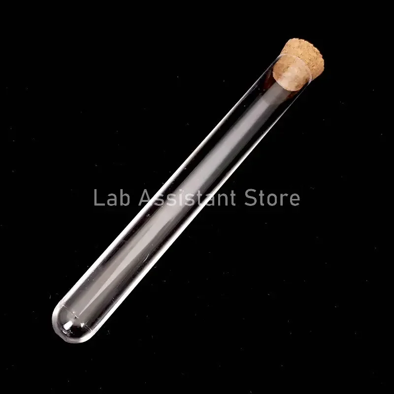 50pcs/100pcs Clear Lab Round Bottom Plastic Test Tubes with Cork Party Candy Bottle Wedding gift tube School Experiment