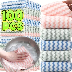 10-100pcs Kitchen Wipes Coral Velvet Wave Design Wipes Microfibre Thickened Absorbent Wipes Household Cleaning Cloth Set